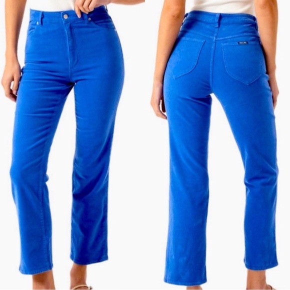 ROLLA’s Women’s Corduroy High Rise Wide Leg Straight Leg Pants in Cobalt Blue 24 - Picture 1 of 16